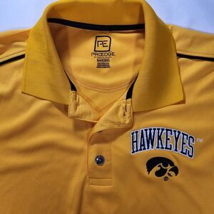 Iowa Hawkeyes Men's Medium Pro‎ Edge Yellow Short Sleeve Polo Embroidered Logo
